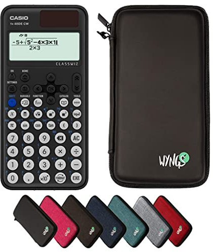 Casio fx-85DE CW ClassWiz inkl. WYNGS Schutztasche Schwarz - Wissenschaftlicher Taschenrechner - Basic Set