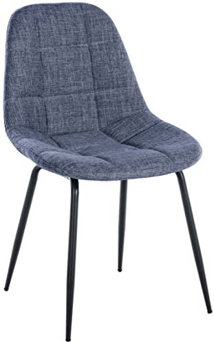 CLP Stuhl Tom I Esszimmerstuhl Mit Hochwertiger Polsterung I Besucherstuhl Mit 4-Fuß Metallgestell, Farbe:blau, Material:Stoff