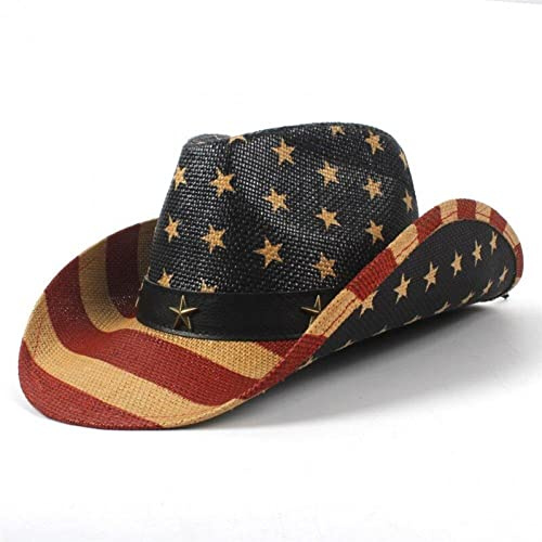 Haowul Klassische Amerikanische Flagge Cowboyhut, Vintage Western Style Usa Flag Cowboy Cowgirl Hat Party Patriotischer Hut Für Männer Frauen