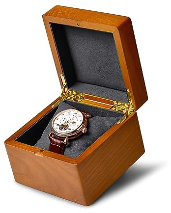 Oirlv Massivholz Uhrenbox Uhrenaufbewahrung Armbandbox Halskettenbox Halskettenaufbewahrung(Dunkelgrau/Einzel)