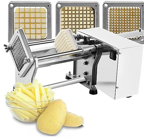QUTBAG Electric French Fries Cutting Machine, Professional Potato Cutter Machine with 6mm 9mm 13mm Replaceable Blades, Vegetable Fruit Chopper for Commercial Industrial Kitchen Restaurant