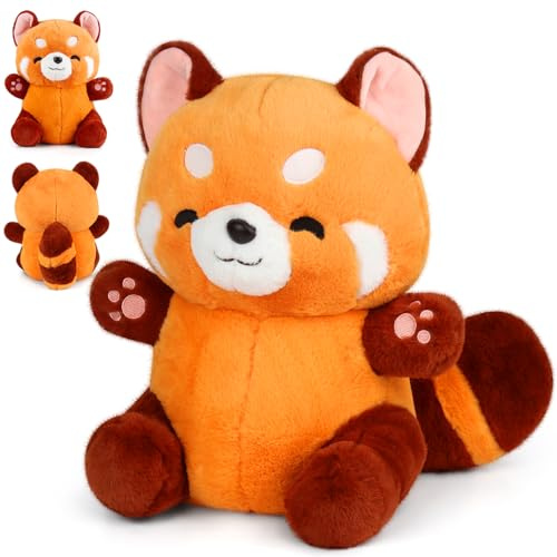 Mineup Roter Panda Kuscheltier, 23cm Red Panda Plush, Kawaii Panda Plüschtier, Kuscheliger Panda Plüsch, Roter Panda Plüschtier, Panda Puppen Kissen Geschenke für Weihnachten Geburtstag