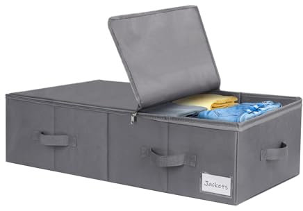 Lannvan Unterbettkommode,Unterbett Aufbewahrungsbox mit Deckel 70L,faltbare design mit 4 Verstärkte Griffen,Aufbewahrungsbox für kleidung, Bettdecken, Decken, Kissen