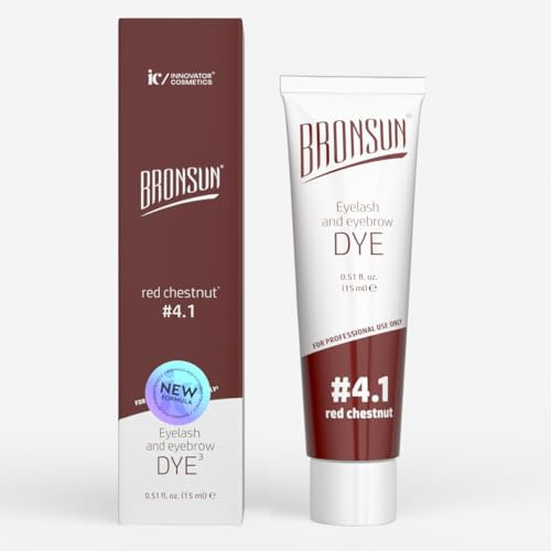 BRONSUN® Wimpern- und Augenbrauenfarbe | Extra widerstandsfähige Gel-Tönung | Lange Haltbarkeit | Hochpigmentierte Tönung | Ammoniakfreie Formel | Große Palette von BRONSUN® Farben (Red Chestnut №4.1)