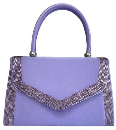LeahWard Women's Clutch Bag Top Handle Wedding Evening Diamante Glitter Handbags (Lilac)