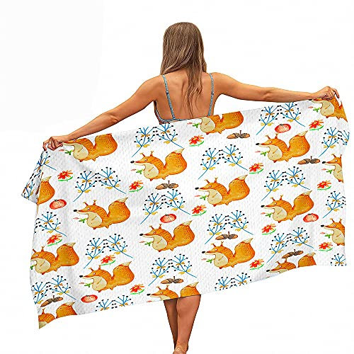 Treer Eichhörnchen-Druck Strandtuch, Mikrofaser Handtuch, Strandtuch XXL, Ultra Leicht Tragbares Sandfreies Schnelltrocknendes Handtuch, für den Strand Sport Sauna (Tannenzapfen,180 x 150cm)