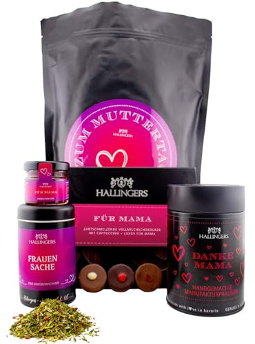 Hallingers Genuss Manufaktur Feinkost Muttertagsgeschenk-Set - XXL-Wundertüte Zum Muttertag großes Mitbringsel Pralinen, Tafel Schokolade, Gewürze & Konfitüre, Geschenkidee für Mama Oma