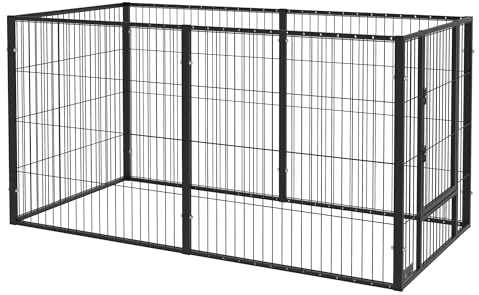 PawHut Welpenauslauf, 81 cm Hoch Hundelaufstall mit 6 Paneelen, Welpenlaufstall für Kleine, Mittelgroße Hunde, Freilaufgehege mit Tür, für Innen, Stahl, 82,5-150 x 79 cm, Schwarz