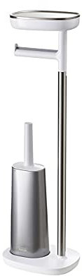 Soporte de pie para papel higiénico, dispensador portátil de acero inoxidable con soporte para escobilla de inodoro, moderno soporte para accesorios de baño
