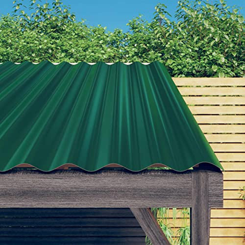 Homgoday Pannelli per tetti in acciaio rivestito verde, 100 x 36 cm, pannello per tetto in acciaio zincato casa casa giardino fai da te tetto cupola tetto piastra tavola