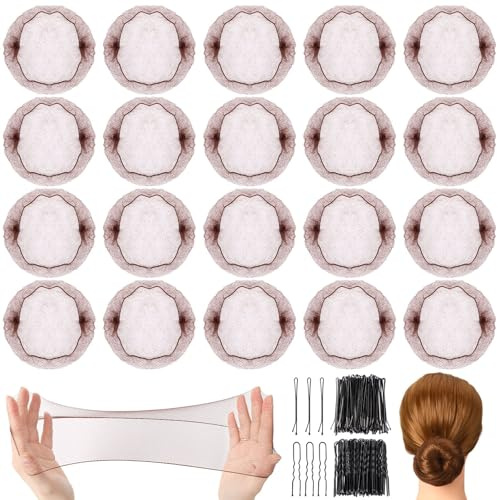 SANNIX 30pcs Filet à Chignon, 30pcs Filet à Cheveux Invisible, 15pcs Pinces à Cheveux en Forme de U, 15pcs Épingles à Cheveux, Ballet, Infirmière, Danseuse Filet à Cheveux Élastique (Marron)
