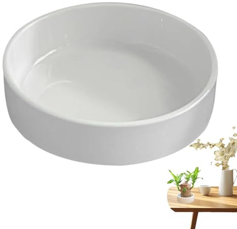 Pallet brasiliano in legno – Sottovaso bianco | Vassoi in ceramica per piante da giardino | Sottovaso per piante in vaso in ceramica per casa, ufficio | Decorazione da scrivania in legno