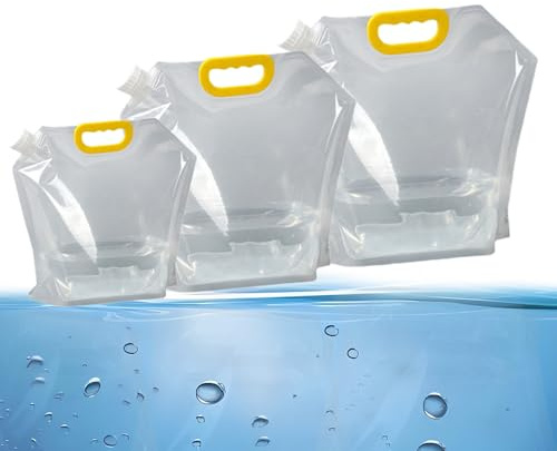 katmerio Wasserkanister Faltbar, 3 Pcs Faltbarer Wassertank mit Dichtem Deckel, 2.5L /5L /10L Tragbar Wasserbeutel Wassersack für Sicheren Trinkwasser-Notvorrat Camping, Outdoor-Ausflüge