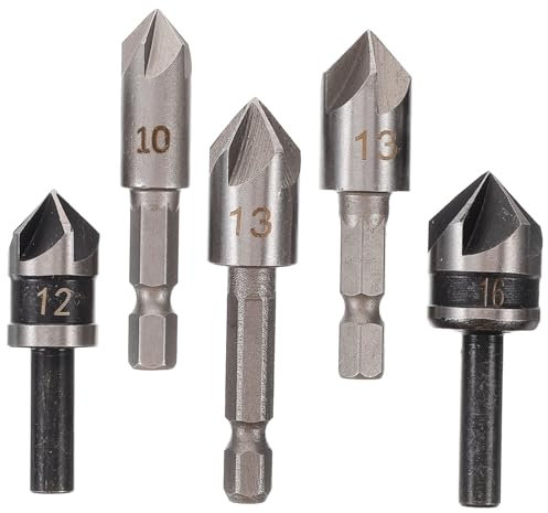SEWOART 5stücke Senker Für Metall Und Holz Senkbohrer Set Aus Werkzeuge Für Tischlerei Und Metallbearbeitung Bohrer Für Präzises Anfasen