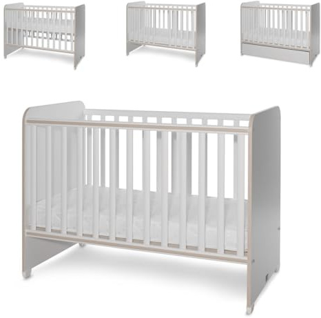 Lorelli Babybett Sweet Dream 124 x 68 x 95 cm Unterbettrahmen mit zwei Ebenen grau
