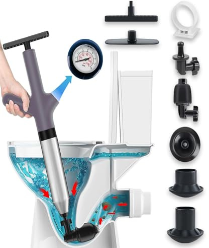 Wenbones Stantuffo per WC ad Aria Compressa, Sturalavandini a Pressione Nuovo Multifunzionale, Stura Lavandini e Scarichi per Disintasare WC, Lavello, Vasca, Scarico a Pavimento (grigio)