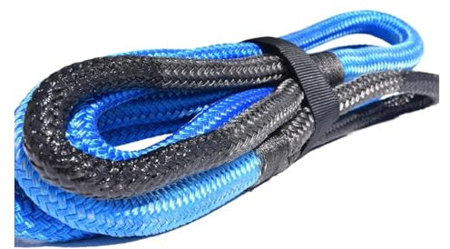 GEOLXD Blaues 12mm*6m Abschleppseilband Offroad Power Stretch Snatch Rope Heavy-Duty Vehicle Recovery Rope