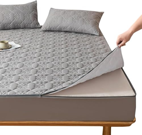 Yekuhe Coprimaterasso Matrimoniale con Cerniera 160x190/180x200 Copri Proteggi Materasso Imbottito, Singolo Proteggi Materasso con Angoli Letto Traspirante Lenzuolo Lavabile(Blue,120x200+10CM)