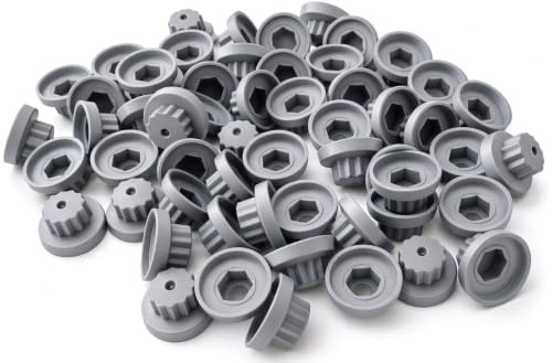 Pack of 250, 16mm Bi Hex Goosewing Grey Hex Caps To Fit Tek Roofing Screws with a 8mm Socket Head and cover a 16mm EPDM bonded washer.