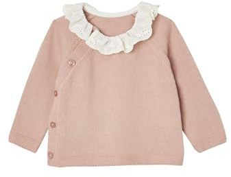 VERTBAUDET Pull Naissance Fille col en Broderie Anglaise Rose 3M(60CM)