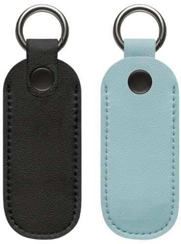2 Pieces PU Leather USB Flash Drive Case, USB Flash Drive Holder Protective Cover with Key-ring, Small U Disk Storage Bag, Portable Carrying Case for USB Flash Drive M-emory Stick U Disk