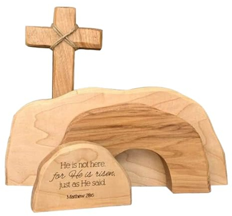 Osterszene Ostern Auferstehungs Szenen Set Osterkrippe Set Mit Mit Dem Leeren Grab Und Kreuz, Jesus Krippe Szene Dekorationen Religiöse Christliche Tischdekoration Für Zuhause, Kirche