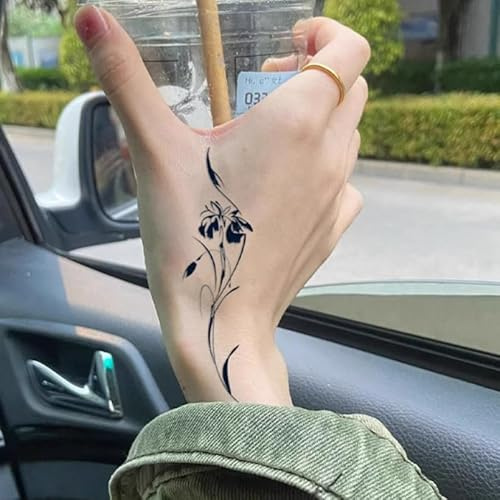 Temporary Tattoos Stickers Fake Tattoos 2Pcs Anti-Rub Non-Reflective Hand Back Clavicle Herbal Juice Semi-Permanent Lasting 2 Weeks Waterproof Female Male Calf Waist