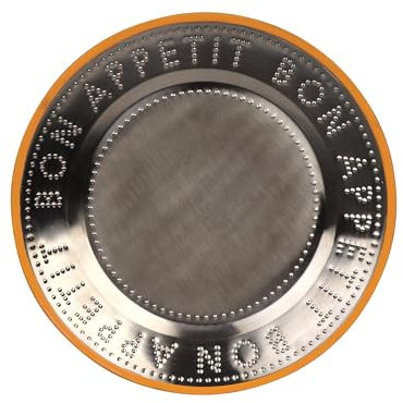 Talking Tables Handmade Stainless Steel Plate with Orange Enamel Rim Durable Side Dish Lightweight for Everyday Indoor or Outdoor Dining Picnic Camping BBQ, Summer Tableware, Dishwasher Safe 25cm