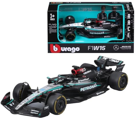 Bburago - Mercedes AMG W15 F1 2024#Russell - Voiture Miniature De Collection en Métal À L’Échelle 1/43 - Modèle Réduit Officiel Formule 1 Saison 2024 - Détails Réalistes - Edition Collector