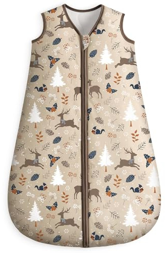 Looxii Schlafsack Baby Winter 2.5 Tog Baumwolle 12-18 Monate Baby Schlafsack Warm Weich Baby Winterschlafsack Neugeborene für Jungen Mädchen Brau Elch