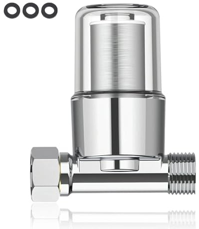 DEANKEJI 40 μm Rückspülfilter, Hauswasserfilter mit Edelstahlkartusche, 1/2 Zoll Wasserfilteranlage für Duschen, Armaturen, Waschmaschinen, Warmwasserbereiter