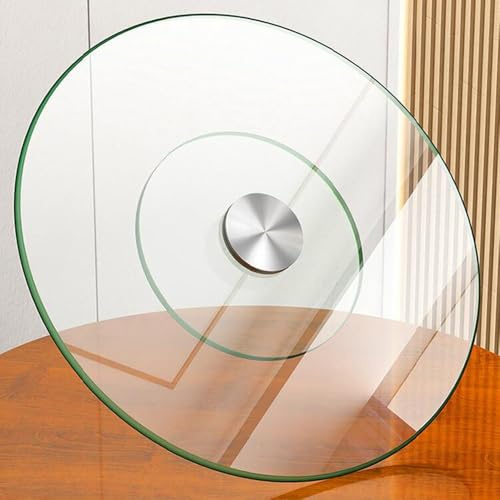 GSKDZG Plateau Tournant en Verre Trempé Lazy Susan 60cm 70cm 80cm 90cm 100cm Plateau De Service pour Table À Manger Plateau Rotatif Grande Assiette De Service(70cm (28inch))