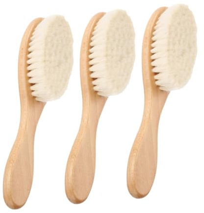 PartyKindom 3pcs Wooden Massage Hairbrush Soft Bristles for Boy Girl Scalp Care Boy Girl Hair Brush for Gentle Use during Bath Daily Grooming