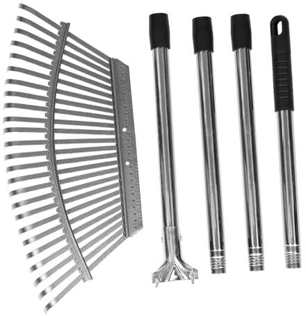 HIAKDOFT Rastrello Da Giardino Ad Arco in Acciaio Resistente Denti Per Allentamento Terreno e Raccolta Foglie Regolabile Per Giardinaggio Compatto e Resistente Alle Intemperie