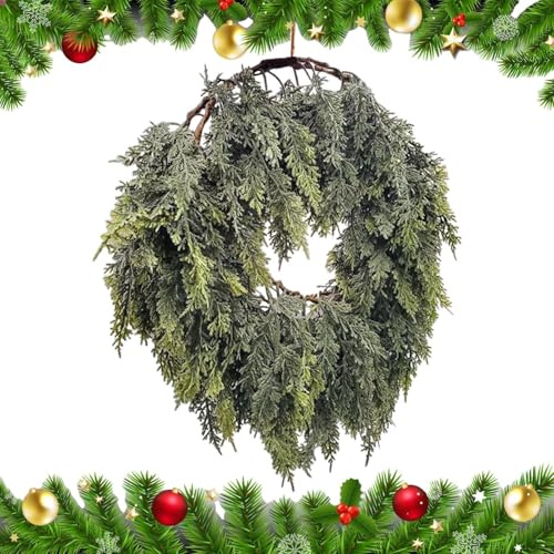 Weihnachtsgirlande aus Zedernholz, realistische Weihnachtsgirlande, 1,5 m, für Innen- und Außenbereich, Winter, Treppengeländer, Türfensterrahmen
