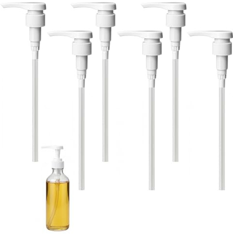 6 Stück Dosierpumpen 28/410 mit 17 cm Schlauch, Weiß, Best Body Sirup Pumpspender, Dosierpumpe für Sirup, Monin Sirup Pumpe 1L, Sirup Pumpspender