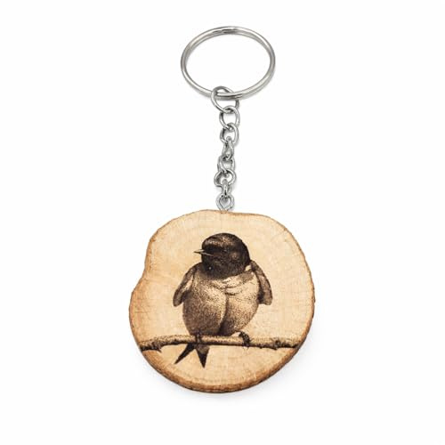 Promotech Hirondelle Porte-clés unique en bois naturel gravé au laser – Symbole de liberté et d’élégance – Accessoire unique pour amoureux des oiseaux et de la nature