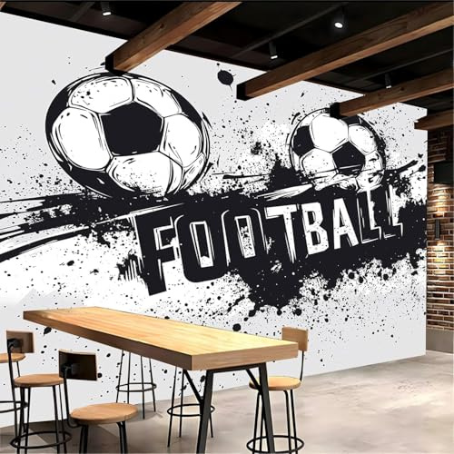 Fotomurales Decorativos Pared Fútbol 3D Mural Autoadhesivo Pared Arte Abstracto Papel Pintado Tela de Seda Papel Tapiz Panorámico 200x140 cm A-8356