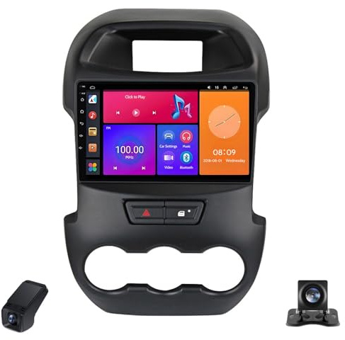 Android CarPlay Car Radio for Ford Ranger 2011-2016 4-core Car Stereo 9-Inch Touch Screen Automotive Multimedia Player/SWC/Bluetooth/FM Radio/WIFI/GPS/Rear View Cam/ADAS DVR(X2)