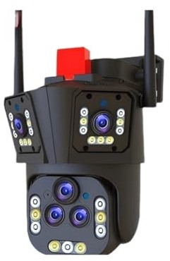 Smart övervakningskamera 20MP Multilinskamera 20X Zoom PTZ Smart Home AI Människospårning 360 Utomhus CCTV-kamera(AU Plug,20MP Free 128G Card)