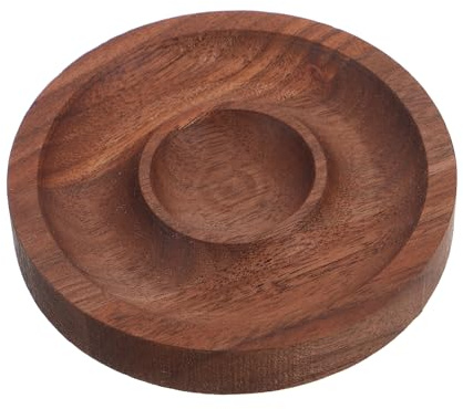 MALUGOGO Vassoio per gioielli in legno massello di noce, organizer rotondo per perline, per anelli, bracciali e orecchini, porta gioielli per la casa e piatto decorativo per vanità o artigianato