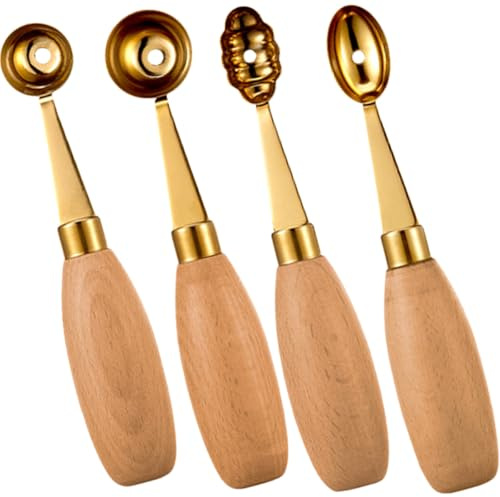 ULTECHNOVO Scavino per Melone in Acciaio Inox 4 Pezzi Superficie Liscia e Design Semplice, Cucchiaio per Frutta per Dessert e Ristorante