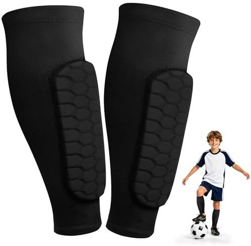 Kids Shin Pads Sleeves for Football, Football Shin Guards Defender Kids | Non Slip Shin Guards for Boys Girls with Superior Shock Absorption, Breathable & Light