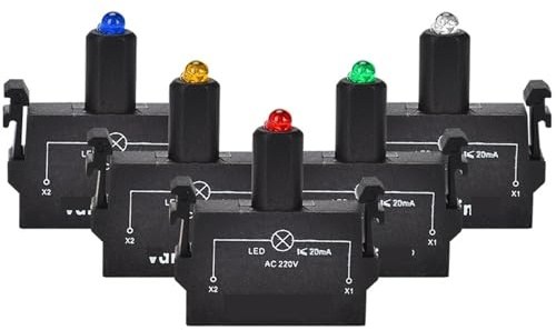 1 pz/Modulo di contatto indicatore rosso blu giallo verde 12 V 24 V 36 V 48 V 220 V 380 V for interruttore a pulsante illuminato LA36M(Green LED,AC 220V-380V)