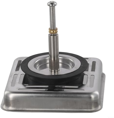 Colador de fregadero de cocina de acero inoxidable de 79 mm, tapón de drenaje cuadrado con sello de goma para cesta de filtro microperforada para captura de desechos de alimentos y para una fácil