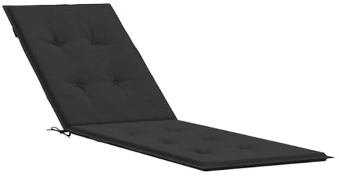 XHNIFBN Gartenstuhlauflage Schwarz (75+105) x50x4 cm - Komfortable Hochlehner Auflage aus Oxford-Gewebe für Gartenmöbel und Terrassenstühle - Bequeme Sesselauflage mit Schaumstoff-Füllung