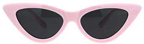 SA106 Girls Kid Size Mod Plastic Cat Eye Minimal Chic Retro Sunglasses (Pink Black)