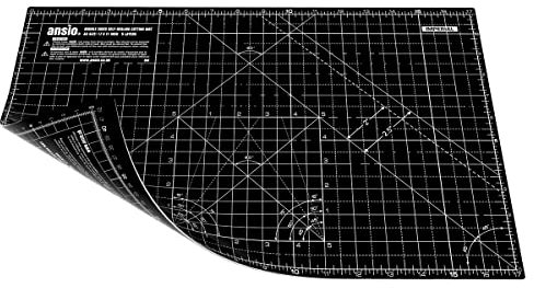 ANSIO Craft Cutting Mat Self Healing A3 Double Sided 5 Layers - Quilting, Sewing, Scrapbook, Fabric & Papercraft - Imperial/Metric 17 Inch x 11 Inch / 42cm x 27cm - Black/Black