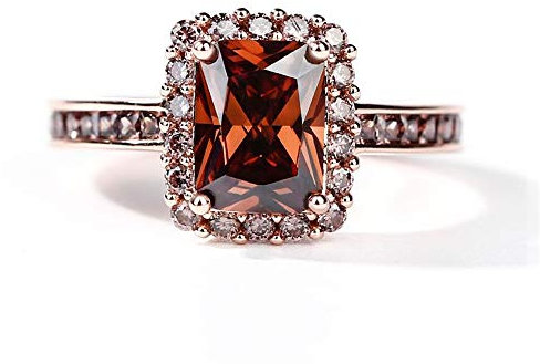 Jeulia 2.5 Karat Diamantring Frauen 925 Sterling Silber Smaragdschliff Ringe Kaffee Zirkonia CZ Verlobungsringe Jubiläumsversprechen Romantischer Schmuck Geschenkbox (53 (16.9))