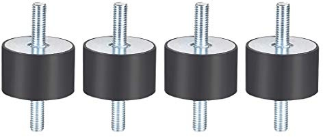 sourcing map Gummipuffer VV M8 Ø40x25mm Schwarz 4 Stk. | Beidseitiges Außengewinde. Antivibrations-Isolator für Mechaniker. Ideal für Kompressoren, Motoren und Wasserpumpen.